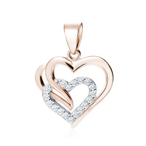 Pandantiv argint placat partial cu aur roz inima cu pietre DiAmanti Z0655CRGR1-DIA (Argint 925‰ 1,5 g.)